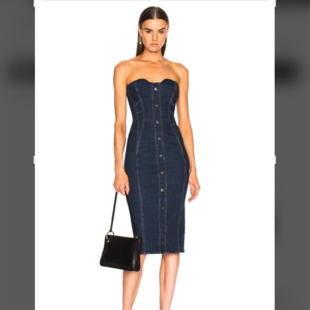 Liza Denim strapless dress Veronica Beard